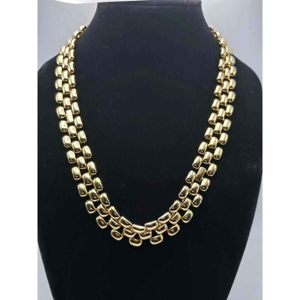 Vintage Erwin Pearl Chunky Choker Chain Necklace Gold Tone - Picture 1 of 7